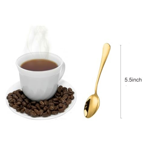 Wesdxc56 Demitasse Espresso Spoons Mini Coffee Spoon 55 Inches Stainless Steel Small Spoons for Dessert Set of 6Gold - Image 3