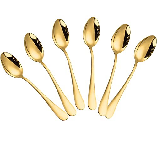 Wesdxc56 Demitasse Espresso Spoons Mini Coffee Spoon 55 Inches Stainless Steel Small Spoons for Dessert Set of 6Gold - Image 1