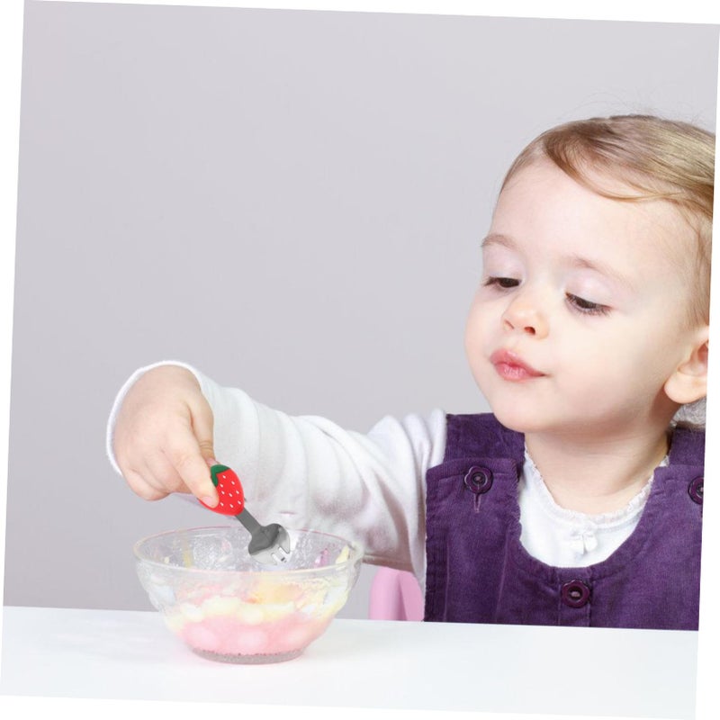 Strawberry Shaped Fork and Spoon Set Ergonomic Handle Safe Eating Utensils - Image 5