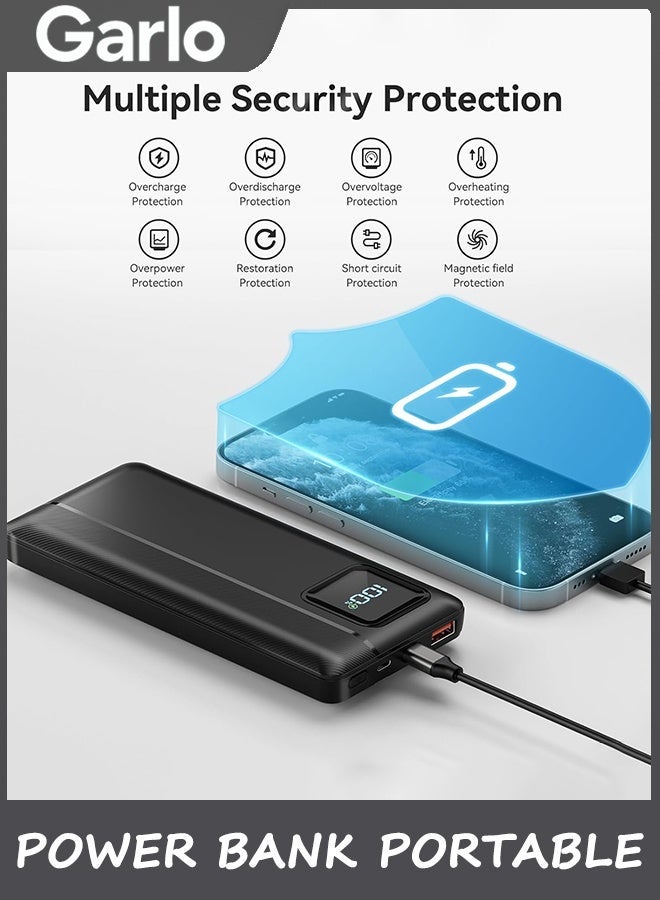 Garlo Power Bank Portable Charger 10000mAh 22.5W Fast Charging Mini Powerbank with Built in USB C and IOS Cables, Mobile Phones Battery Pack for iPhone Android iPad Samsung Google Pixel LG - Image 3