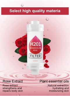 H201 Shower Head Filter Vitamin C Shower Infuser Hard Water Softener Chlorine and Fluoride Shower Filter Water Purifying Filtered Shower Head with Beads Helps Dry Skin and Hair Loss Rose  - Image 4