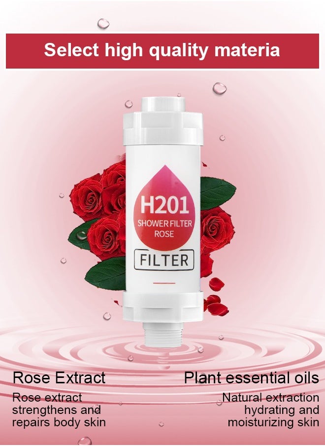 H201 Shower Head Filter Vitamin C Shower Infuser Hard Water Softener Chlorine and Fluoride Shower Filter Water Purifying Filtered Shower Head with Beads Helps Dry Skin and Hair Loss Rose  - Image 4