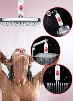H201 Shower Head Filter Vitamin C Shower Infuser Hard Water Softener Chlorine and Fluoride Shower Filter Water Purifying Filtered Shower Head with Beads Helps Dry Skin and Hair Loss Rose  - Image 2
