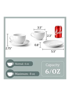 Mash Ceramic White Cup & Saucer Set 230ml, Cappuccino Cups and Saucers Espresso Sets for Serving Hot Tea Latte Cafe Mocha Coffee Drinks Porcelain Microwave Dishwasher Safe 6oz Pack of One  - Image 4
