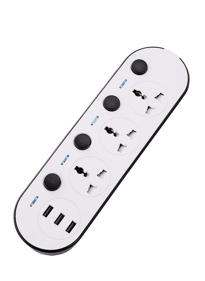 TYCOM Power Strip Power Extension with USB- Extension Cord Flat Plug with Widely 3 AC Outlet and 3 USB, Small Desktop Station with 6 ft Power Cord, Compact Socket (GK-2034U)  - Image 1