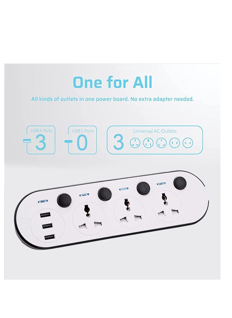 TYCOM Power Strip Power Extension with USB- Extension Cord Flat Plug with Widely 3 AC Outlet and 3 USB, Small Desktop Station with 6 ft Power Cord, Compact Socket (GK-2034U)  - Image 5