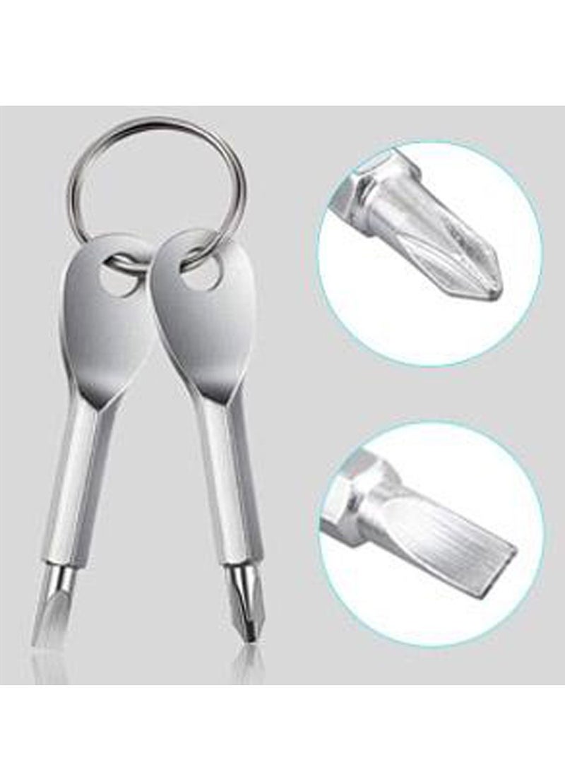 SYOSI - Keychain Screwdriver, Pocket Screwdriver Dual-purpose Mens Keychain Tool Flat Head Screwdriver and Phillips Head Screwdriver Set, Mini Edc Keychain Screwdriver Gadgets - Image 1