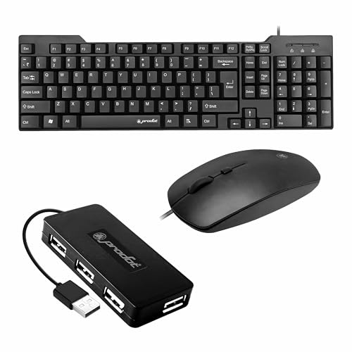 Prodot Set of 3 High-Performance Keyboard Mouse Combo with USB Hub Combo Set for Laptop, Computer, PC - Image 1