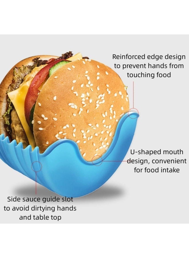 Premify 4 حاملات برجر، وعاء همبرغر قابل لإعادة الاستخدام، صندوق ثابت لخبز الهمبرغر، حامل برجر قابل للتوسع، أداة مطبخ همبرغر خالية من الأوساخ - Image 3