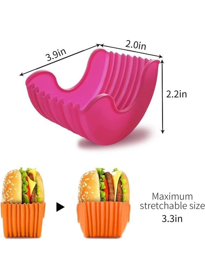 Premify 4 حاملات برجر، وعاء همبرغر قابل لإعادة الاستخدام، صندوق ثابت لخبز الهمبرغر، حامل برجر قابل للتوسع، أداة مطبخ همبرغر خالية من الأوساخ - Image 2