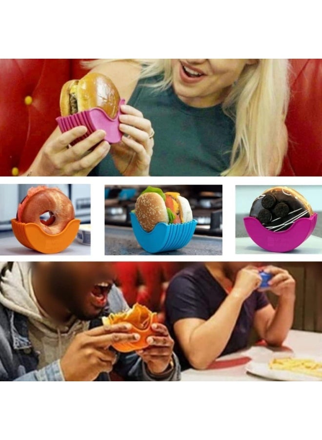 Premify 4 حاملات برجر، وعاء همبرغر قابل لإعادة الاستخدام، صندوق ثابت لخبز الهمبرغر، حامل برجر قابل للتوسع، أداة مطبخ همبرغر خالية من الأوساخ - Image 4