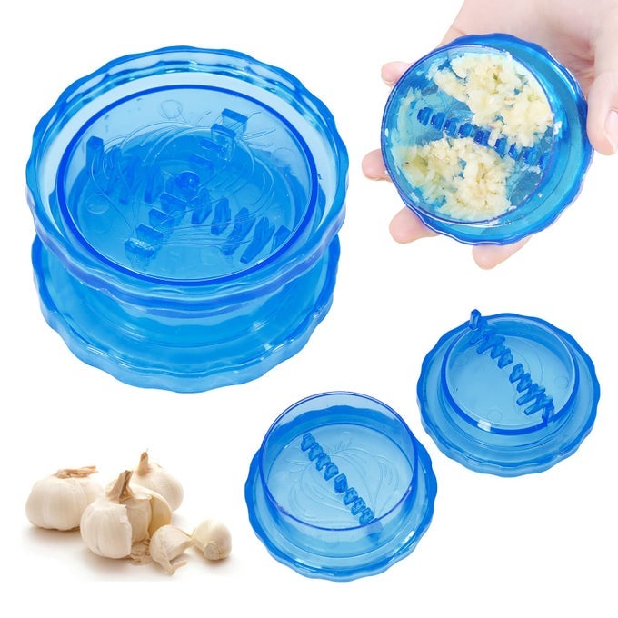 GARLIC CRUSHER TOOL BLUE MANUAL GARLIC MINCER PRESS NONSLIP GARLIC MINCER GARLIC PEELER KITCHEN GADGET GARLIC PRESSES FOR MINCING GARLIC ONIONS GINGERS FRUITS SALAD