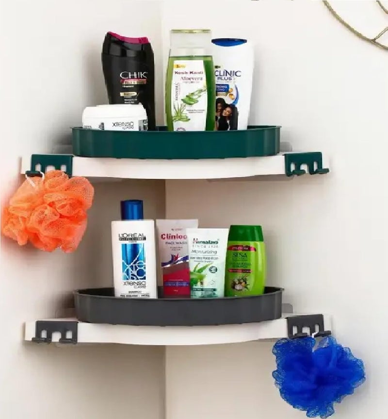 KRYLAR Attractive 360 Degree Rotating Bathroom and Kitchen Corner Shelf,Plastic Multipurpose Wall Mount Bathroom Corner Shelf and Rack,Kitchen and Bathroom Storage Rack,Trendy Modern Corner Shelf - Image 4