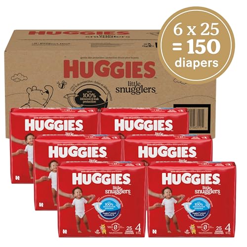 Huggies Size 4 Diapers, Little Snugglers Baby Diapers, Size 4 (22-37 lbs), 150 Count (6 Packs of 25), Packaging May Vary - Image 2