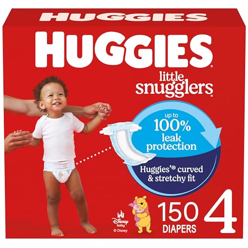 Huggies Size 4 Diapers, Little Snugglers Baby Diapers, Size 4 (22-37 lbs), 150 Count (6 Packs of 25), Packaging May Vary - Image 1