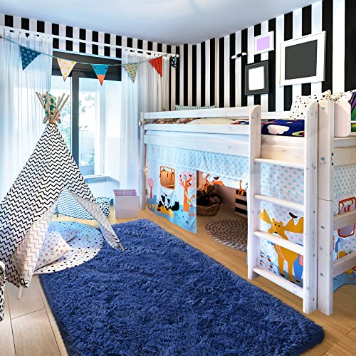 Kelarea Area Rug for Living Room, 3x5 Non-Slip Navy Blue Rug Fluffy Soft Shag Rugs, Fuzzy Shaggy Plush Carpet for Bedroom, Nursery Rooms, Home Dorm - Image 5