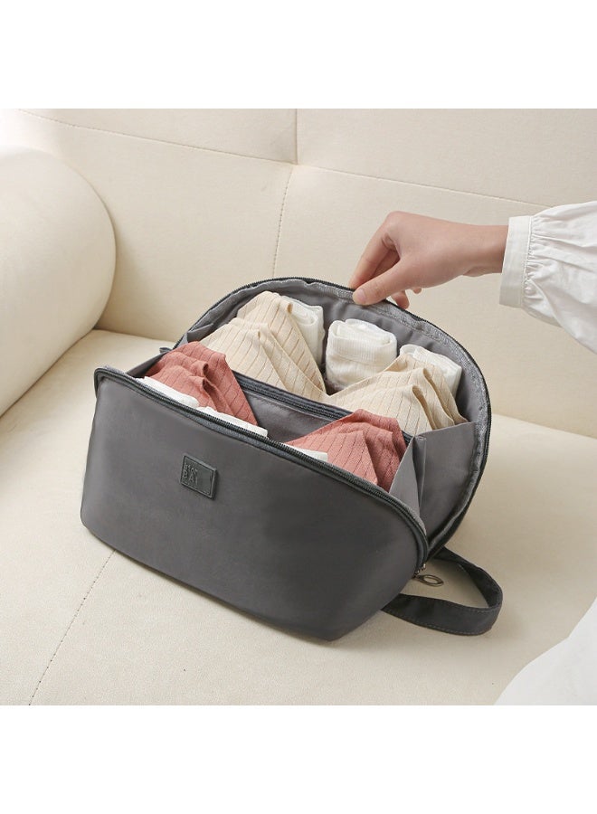 Travel Organizer Bag, Zippered Storage Bag with Compartments for Underwear, Socks, Cosmetic Organizer Portable Underwear Storage Bag for Travel and Home Use (Grey)  - Image 1