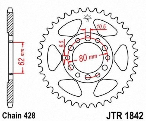 JT Sprockets JTR1842.47 47T Steel Rear Sprocket   black - Image 2