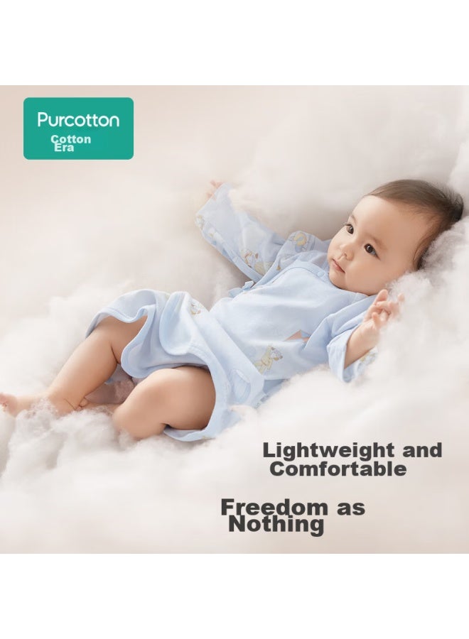 Purcotton Newborn Baby Sleepwear, Spring And Autumn Antibacterial Soft Cotton Monk Robe, One-piece Clothing And Robe, Vanilla Yellow, Size 52 - Image 4