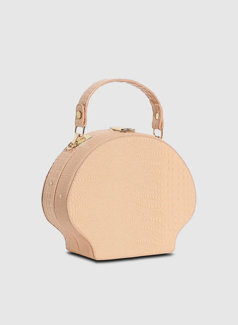 Haute Sauce Seashell Croc Handbag - Peach