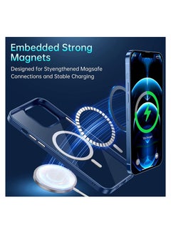 Generic Built in Magnets Compatible with MagSafe Clear Hard PC Back Cover Soft TPU Frame Shockproof Protective Slim Bumper Case for iPhone 11 Pro Max_Blue  - Image 2