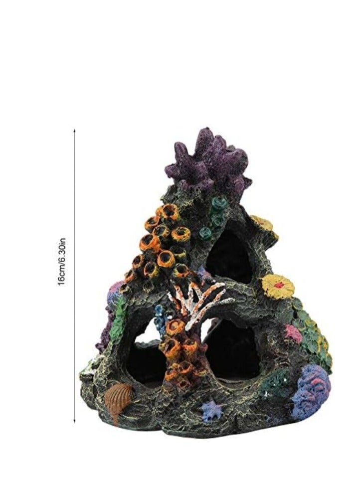 OASIS-TH Aquarium Resin Ornament Fish Tank Cave Decor Underwater Simulation Resin Mountain Aquarium Rock Formation Decoration with Caves - Image 5