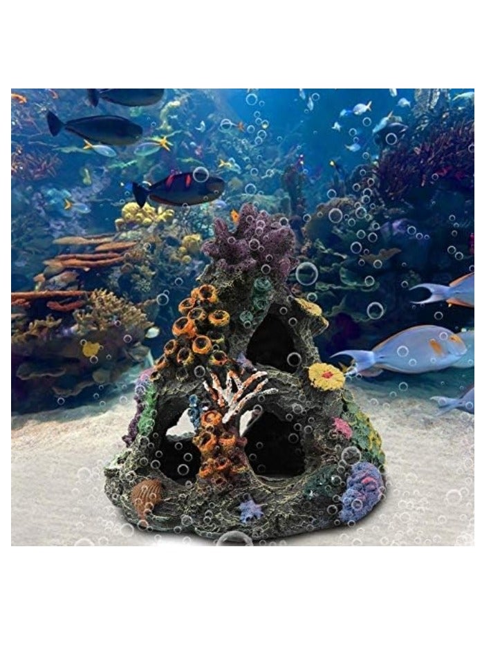 OASIS-TH Aquarium Resin Ornament Fish Tank Cave Decor Underwater Simulation Resin Mountain Aquarium Rock Formation Decoration with Caves - Image 2