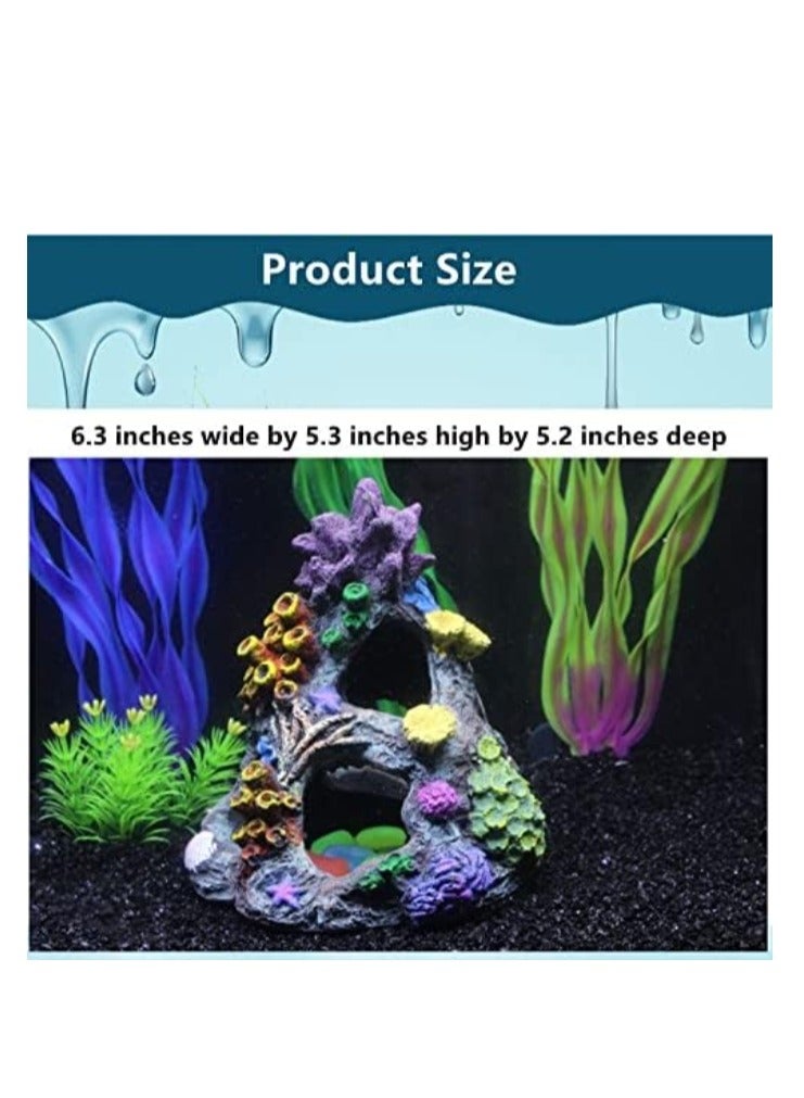 OASIS-TH Aquarium Resin Ornament Fish Tank Cave Decor Underwater Simulation Resin Mountain Aquarium Rock Formation Decoration with Caves - Image 4