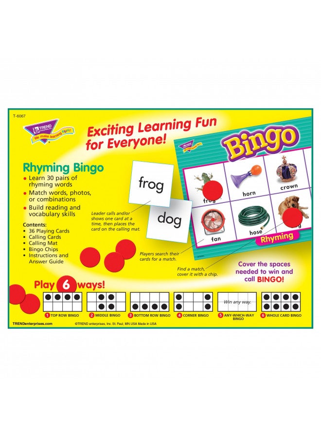 TREND ENTERPRISES: Rhyming Bingo Game, Exciting Way for Everyone to Learn, Play 6 Different Ways, Perfect for Classrooms and At Home, 2 to 36 Players, For Ages 4 and Up - Image 4