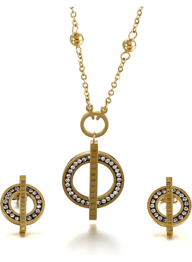 Lee Cooper Lee Cooper Women's Stainless Steel Gold Plating Jewelry Set (Necklace + Earrings)  - Image 1