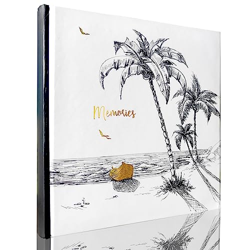 Holoary Photo Album 4x6 160 Photos Two Pictures Per Page, Memo Writing Area for Each Pocket, 160 Pockets 4”x6”, Printed Book Cover Travel Design Natural Beach Vacation Honeymoon Memories - Image 1