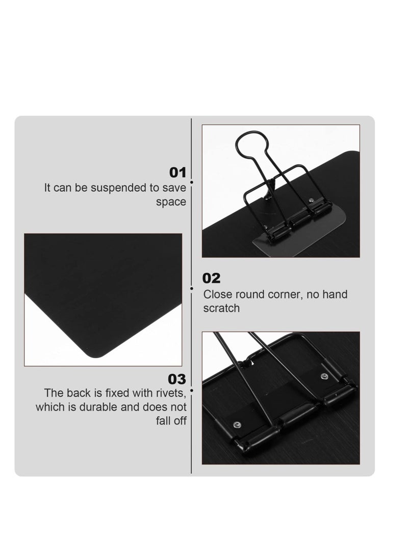 SYOSI - Metal Clipboard A5 Stainless Steel Writing Pad Document Holder Menu Stand Profile Clip File Paper Sheet for Office Business School Teach Jobsite Lab 23*16cm (Black) - Image 1