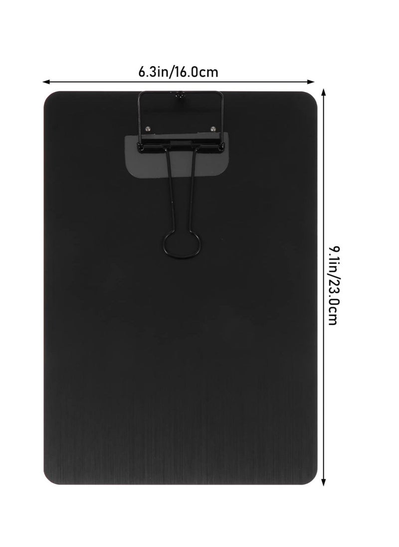 SYOSI - Metal Clipboard A5 Stainless Steel Writing Pad Document Holder Menu Stand Profile Clip File Paper Sheet for Office Business School Teach Jobsite Lab 23*16cm (Black) - Image 1