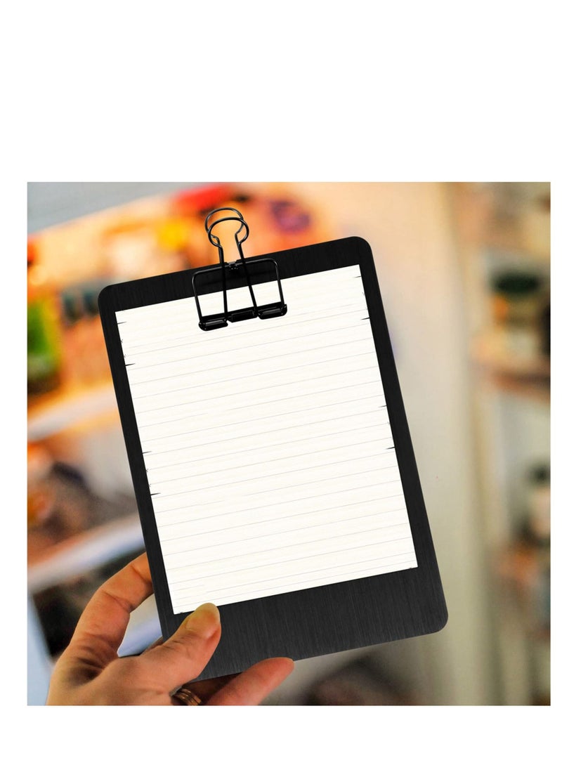 SYOSI - Metal Clipboard A5 Stainless Steel Writing Pad Document Holder Menu Stand Profile Clip File Paper Sheet for Office Business School Teach Jobsite Lab 23*16cm (Black) - Image 1