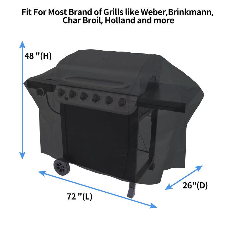NEXCOVER 72 Inch Grill Cover - 600D Heavy Duty Waterproof and Weather Resistant BBQ Cover for Weber, Char Broil, Nexgrill, Holland - Fade Resistant, Black - Image 2