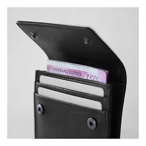 DailyObjects Black Women's Flip Top Card Wallet | Made with Real Leather Material | Carefully Handcrafted | Holds up to 5 Cards | Slim and Easy to Fit in Pocket | Safety with Button Closure - Image 5