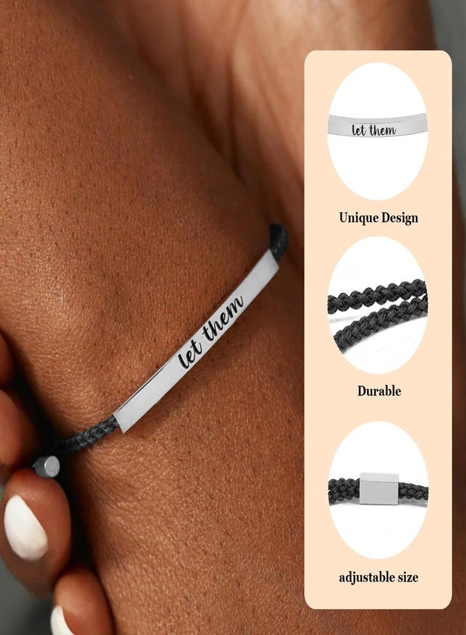 72ore Let Them Bracelet for Women Inspirational Bracelets Adjustable Braided Rope Engraved Bracelet Inspirational Gifts for Women Trendy - Image 4