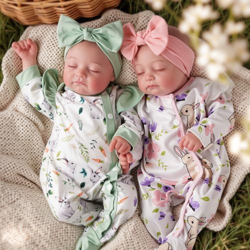 BABESIDE Lifelike Reborn Baby Dolls Twins 20 inch Realistic Newborn Boy Girl Soft Vinyl and Cloth Body Real Life Baby Dolls Sleeping with Accessories for 3 Year Old Kids Gifts - Image 1