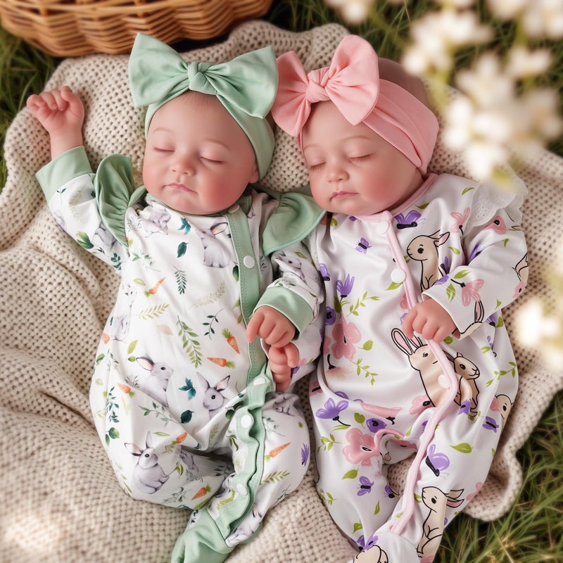 BABESIDE Lifelike Reborn Baby Dolls Twins 20 inch Realistic Newborn Boy Girl Soft Vinyl and Cloth Body Real Life Baby Dolls Sleeping with Accessories for 3 Year Old Kids Gifts - Image 3