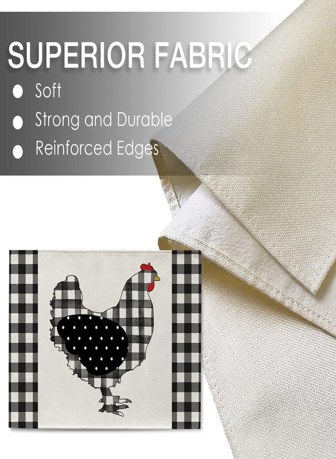 Seliem Farm Chicken Hen Animal Placemats Set of 4, Black White Buffalo Check Plaid Farmhouse Chick Dining Table Place Mats, Spring Summer Country Rustic Kitchen Decor Home Decoration 12 x 18 Inch - Image 3