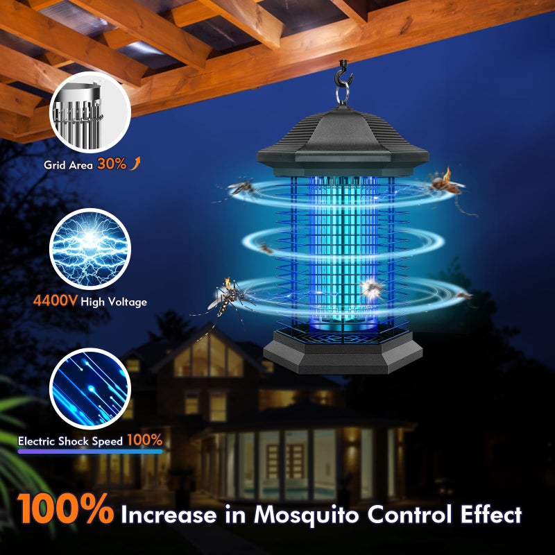 AMUFER Bug Zapper Outdoor Indoor, 18W Power & 4400V Instant Grid Mosquito Repellent, Insect Control Efficiency Increased 100%, 1/2 Acre Coverage, Fly Trap for Patio, Backyard, Home - Image 3