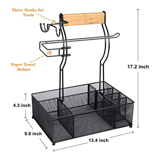 FANGSUN Grill Caddy, BBQ Caddy with Paper Towel Holder, Picnic Condiment Utensil Caddy for Outdoor Camping, Barbecue Accessories Storage Organizer for Griddle Grilling Tool, Rv Patio Camper Must - Image 4