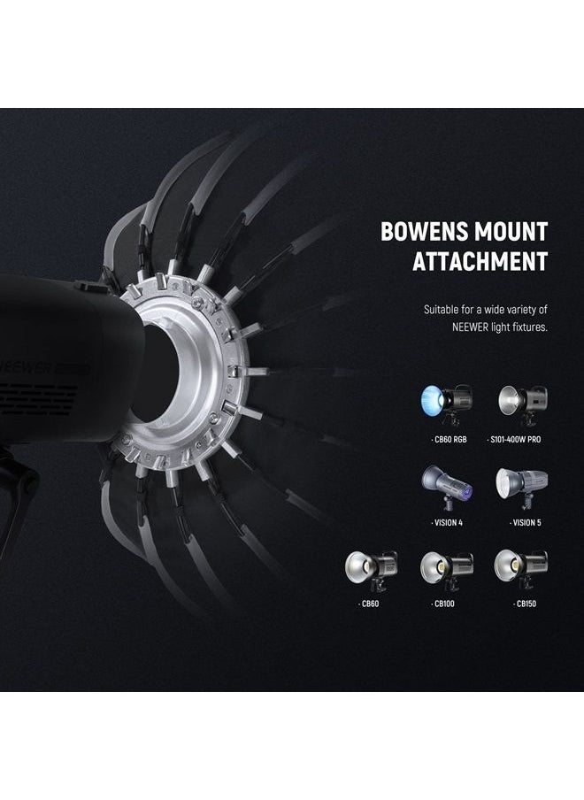 Neewer - NEEWER 33inch/85cm Parabolic Softbox Quick Set up Quick Folding, with Diffusers/Honeycomb Grid/Bag, Compatible with Aputure 120d Light Dome Godox sl60w NEEWER RGB CB60 and Other Bowens Mount Lights - Image 1