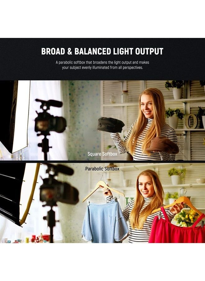Neewer - NEEWER 33inch/85cm Parabolic Softbox Quick Set up Quick Folding, with Diffusers/Honeycomb Grid/Bag, Compatible with Aputure 120d Light Dome Godox sl60w NEEWER RGB CB60 and Other Bowens Mount Lights - Image 1