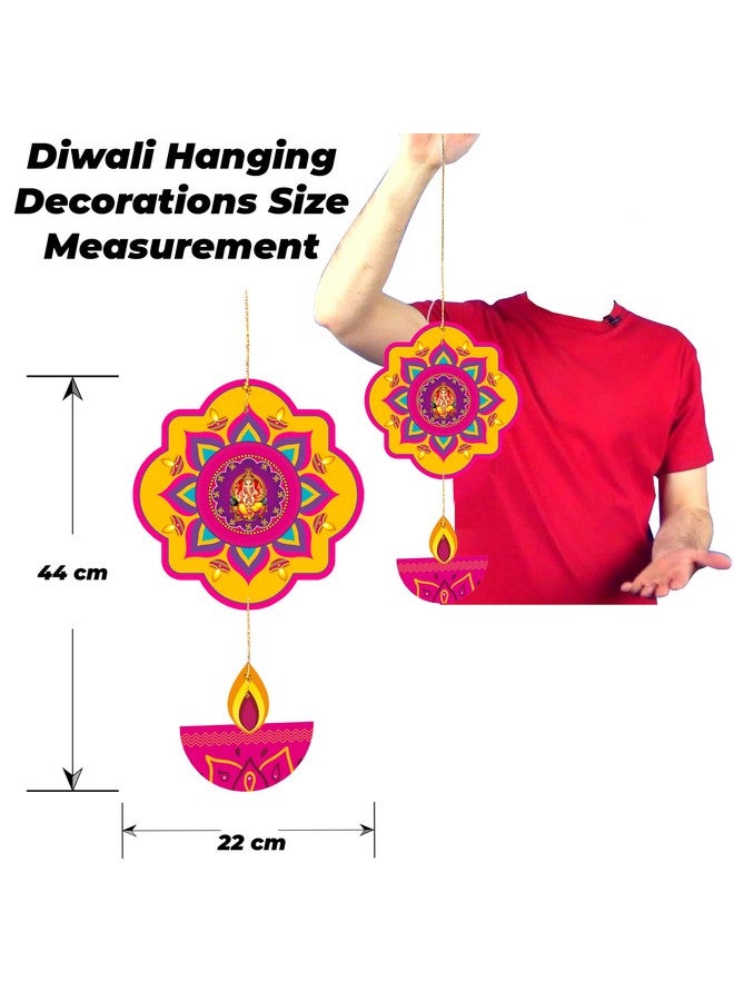 TOYXE Happy Diwali Ganesh Printed with Hanging Deepak Paper Decoration Items for Office Shops Home Decotation Pack of 10 Pcs - Image 2