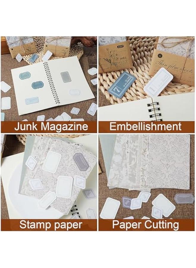 Scrapbook Papers, 80pcs Vintage Floral Textured Paper Label Stickers Set Decorative Aesthetic Stationery Planner Scrapbooking Junk Journal Supplies for Writing Drawing DIY Art Craft(Style B) - Image 5