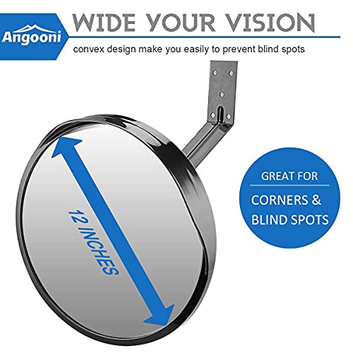 Angooni Acrylic Convex Traffic Mirror, 12 inch Adjustable Wide Angle View Curved Security Mirror for Driveway, Park, Garage, Corners and Blindspot(Support Indoor and Outdoor) - Image 4