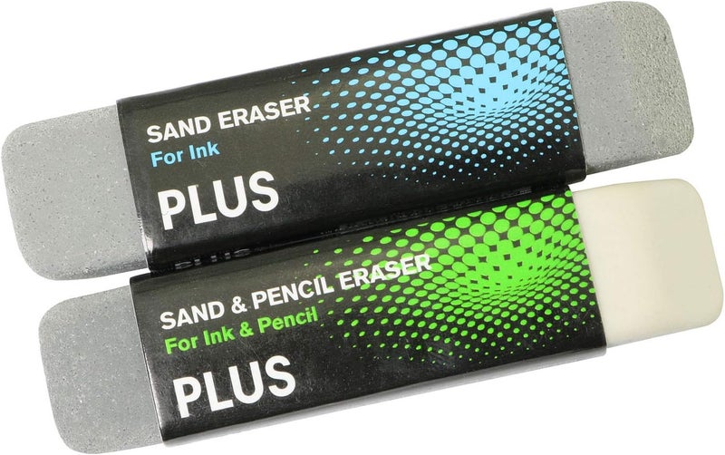 RuiLing 2-Pack Sand Eraser for School Stationery Office Correction Supplies,Double Head Remove Ink/Pencil Markings,Sand and Rubber Particles for Erasing Ballpoint/Fountain Pen - Image 1