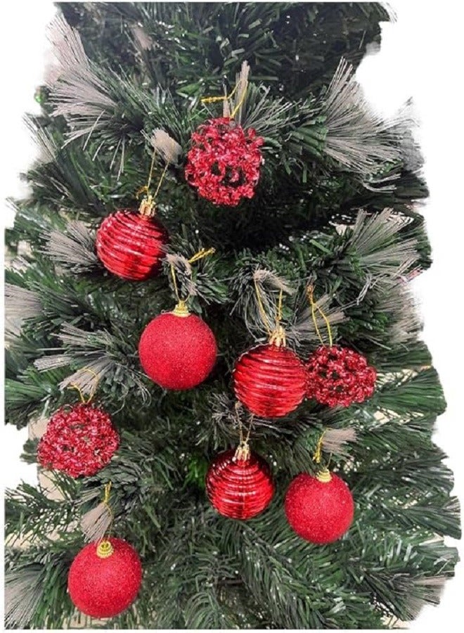 9 Christmas Different Balls Shiny, Matte Glitter, Assorted 5 cm - Image 1