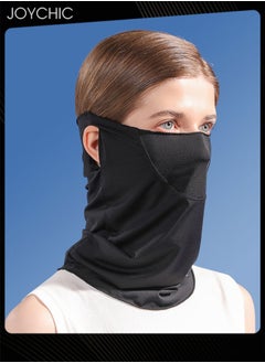 Joychic Ice Silk Sunscreen Mask Women Summer Anti-ultraviolet Quick-drying Neck Cover Sun Protection Over-ear Facemask Black for Outdoor Camping Hiking  - Image 2